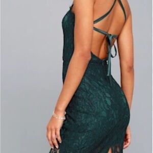 Lulu's Teal Backless Lace Dress